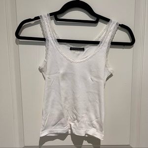 soft, white, lace, brandy melville, ribbed tank top